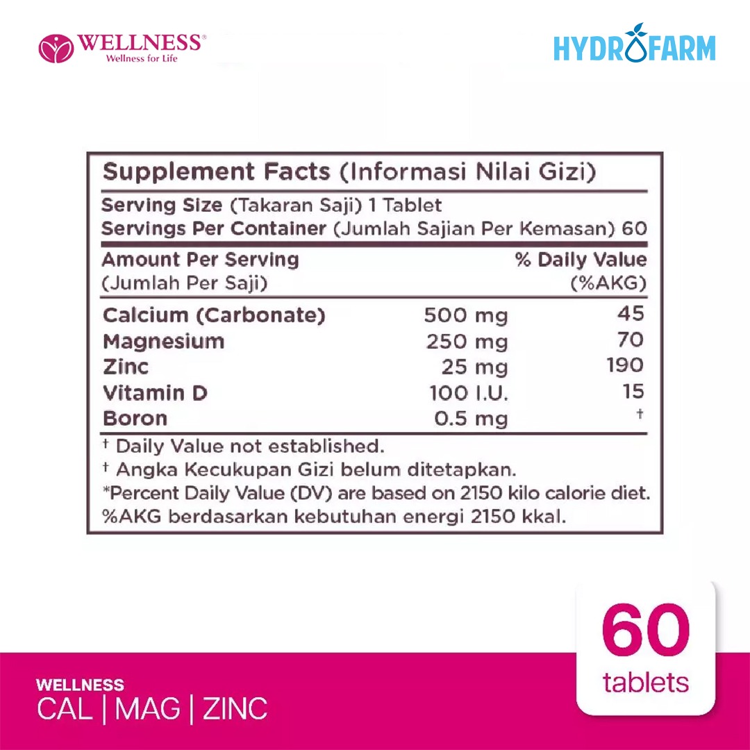 Wellness - Calsium Magensium Zinc (60 Tablets)