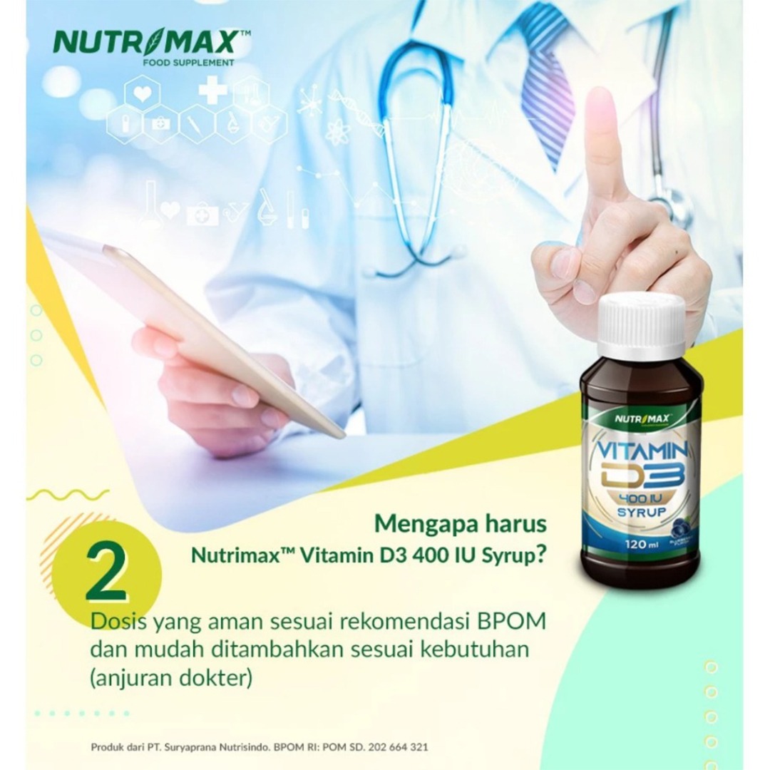 Nutrimax -  Vitamin D3 400 IU Sirup / Suplement Kesehatan Anak Vitamin D3 (120ml)