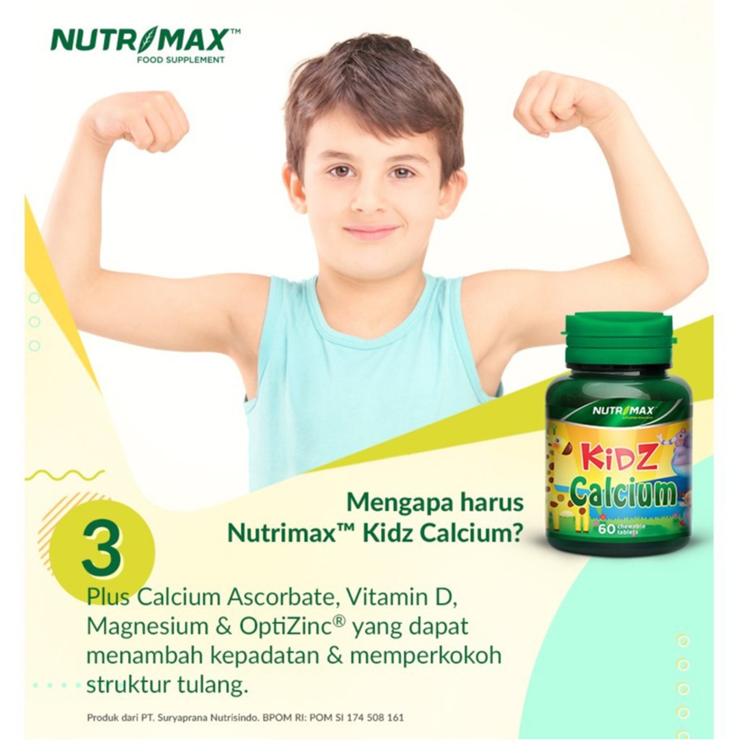 Nutrimax - Kidz Calcium Complex / Suolemen Kesehatan Kalsium Anak (Tablet Kunyah)