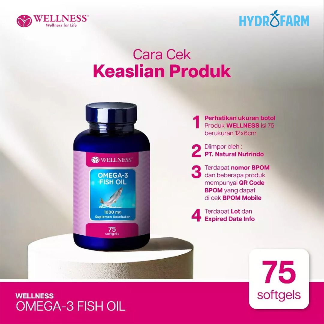 Wellness - Omega 3 Fish Oil 1000mg Bundle Promo Paket Buy1Get1 (75 Softgels)