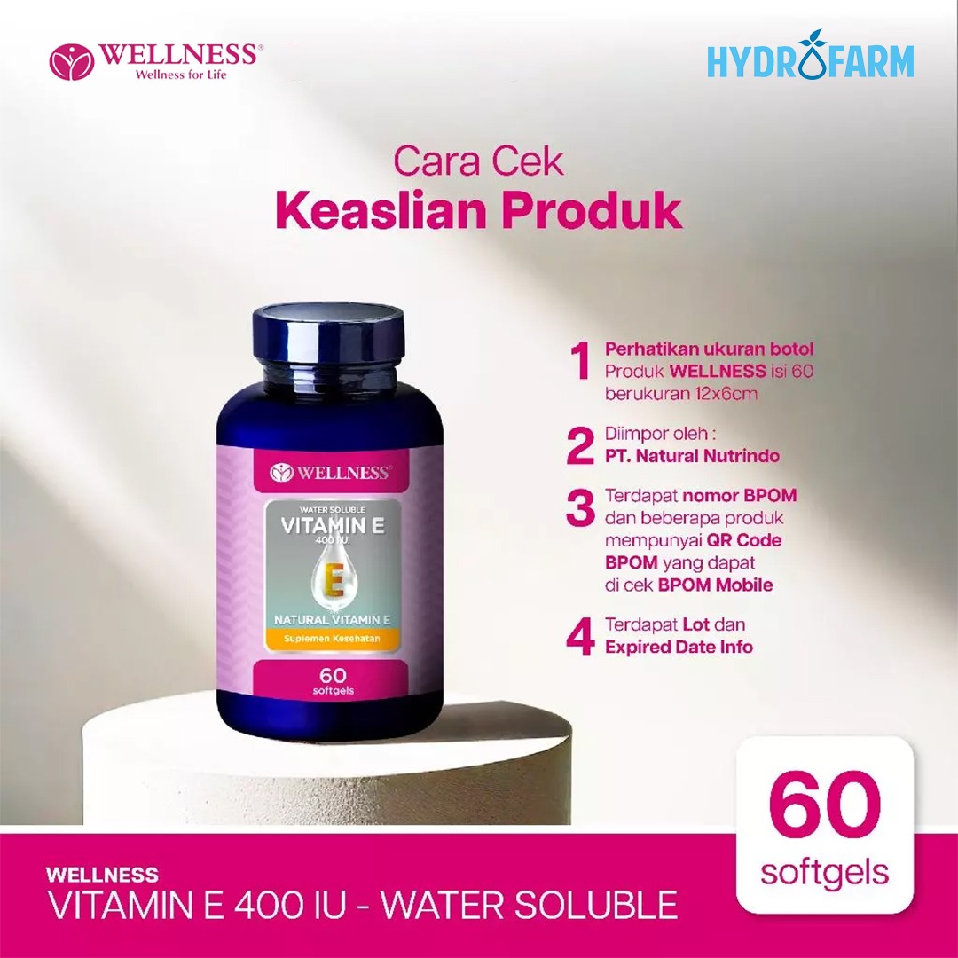 Wellness Natural Vitamin E 400 IU Water Soluble Bundle Promo Paket Buy1Get1 (60 Softgels)