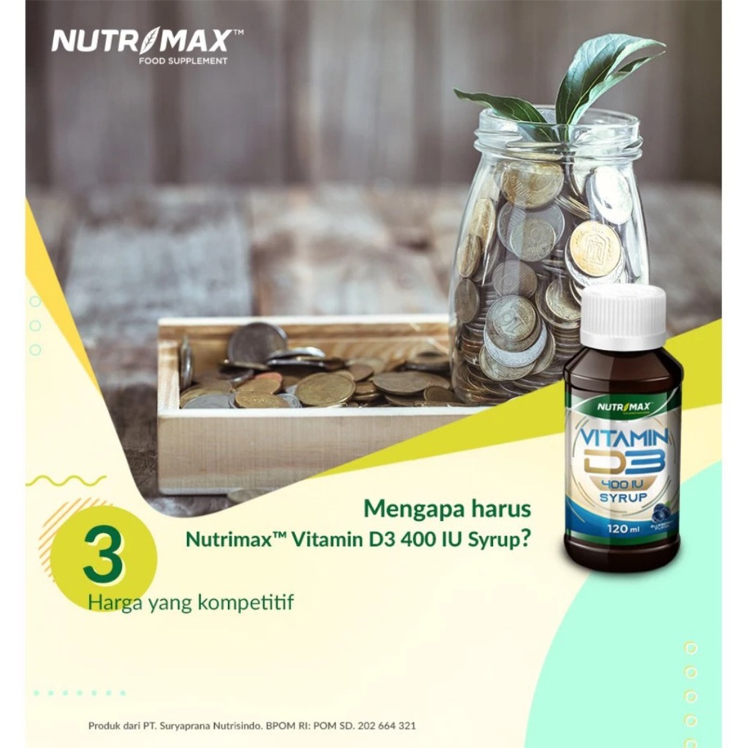 Nutrimax -  Vitamin D3 400 IU Sirup / Suplement Kesehatan Anak Vitamin D3 (120ml)
