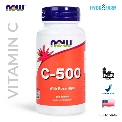 Image of Now - Vitamin C-500 With Rose Hips 100 Tablets