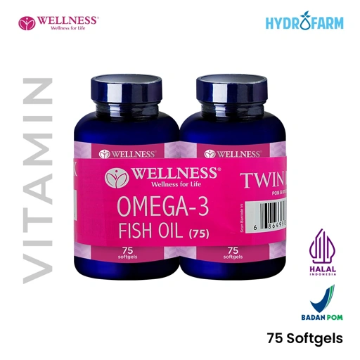 Wellness - Omega 3 Fish Oil 1000mg Bundle Promo Paket Buy1Get1 (75 Softgels)