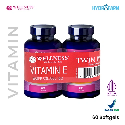 Wellness Natural Vitamin E 400 IU Water Soluble Bundle Promo Paket Buy1Get1 (60 Softgels)
