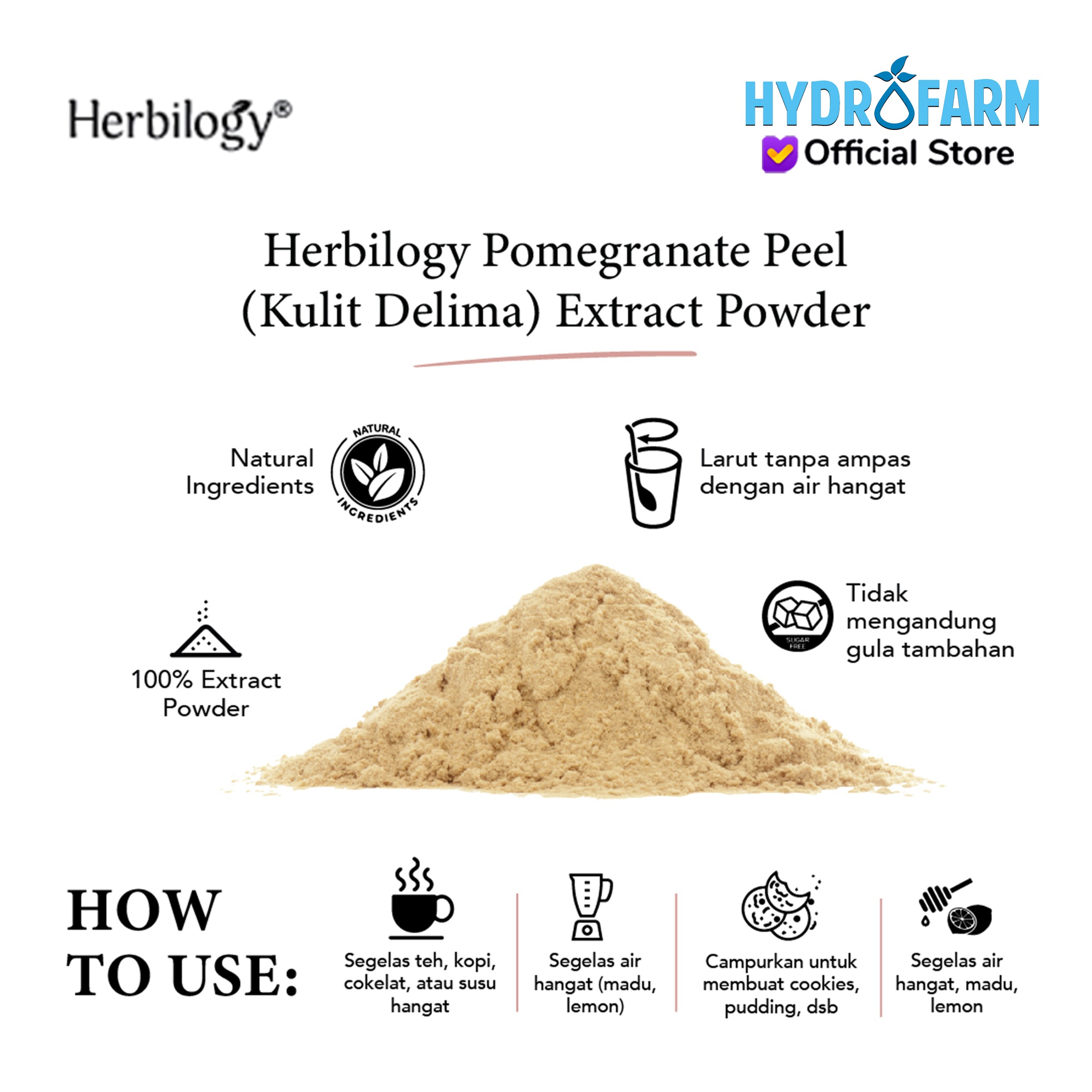 Herbilogy - Pomegranate Peel (Kulit Delima) Extract Powder 