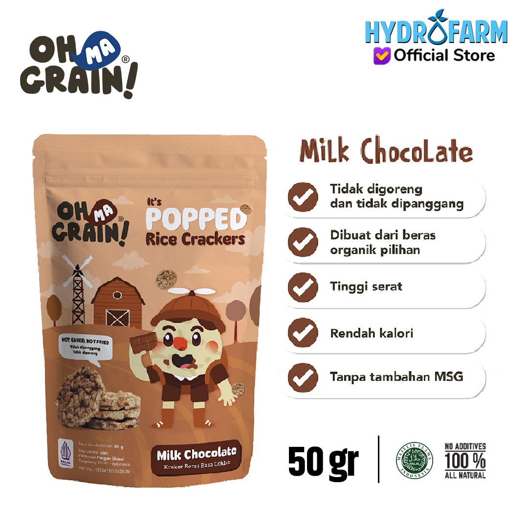 Popped Rice Crackers / Milk Chocolate - Oh Ma Grain