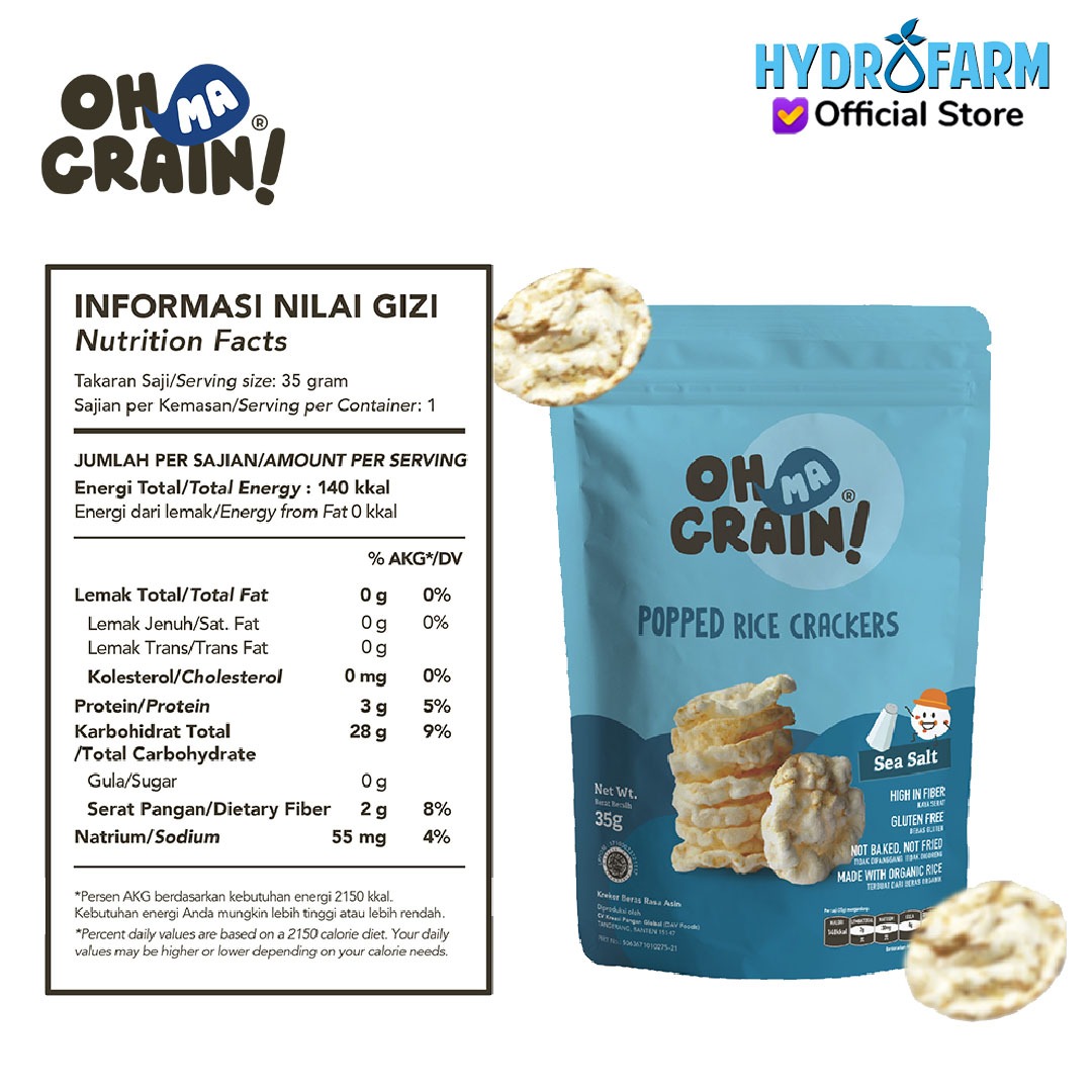 Popped Rice Crackers / Sea Salt - Oh Ma Grain