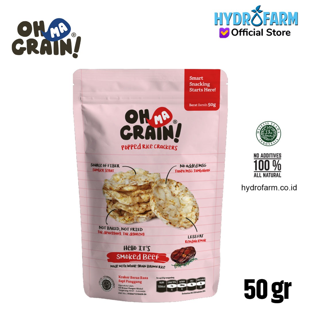 Popped Rice Crackers / Smoked Beef - Oh Ma Grain