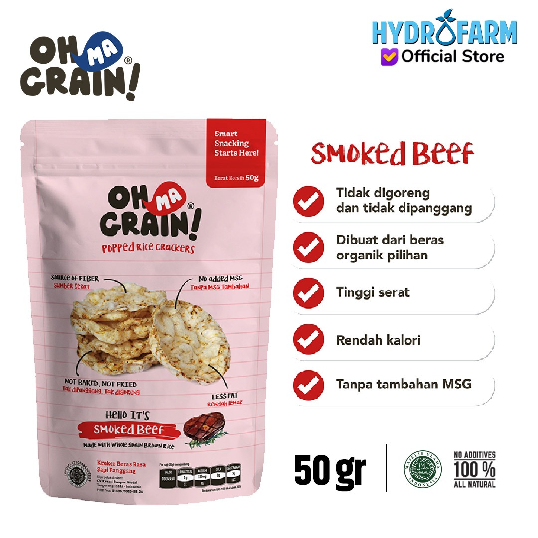 Popped Rice Crackers / Smoked Beef - Oh Ma Grain