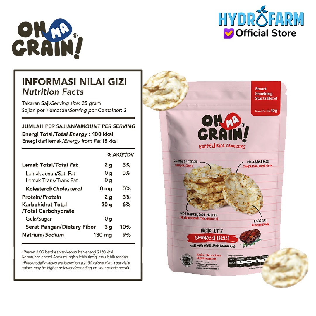 Popped Rice Crackers / Smoked Beef - Oh Ma Grain