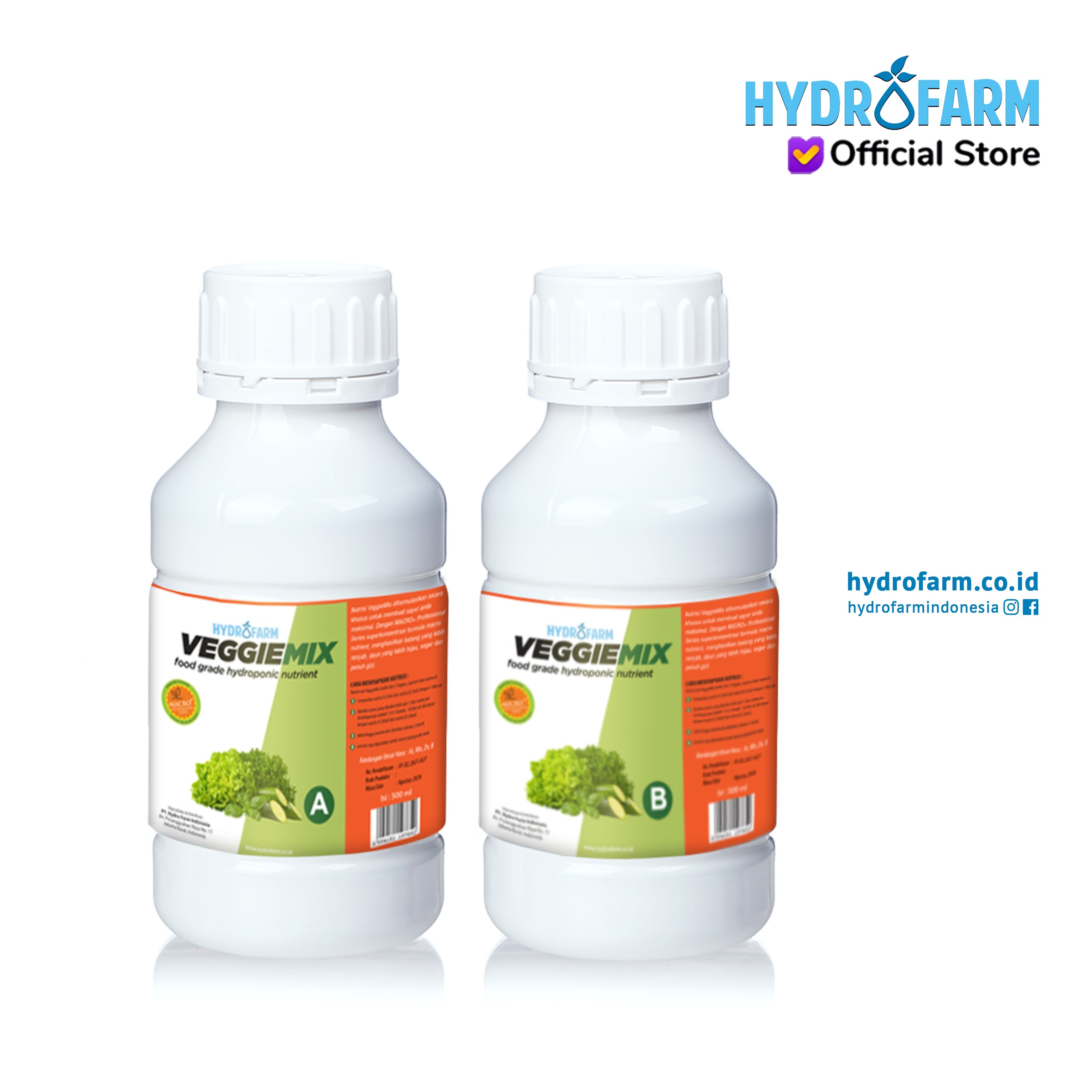 Nutrisi Hidroponik Sayur Veggiemix AB (500ml) - Hydrofarm