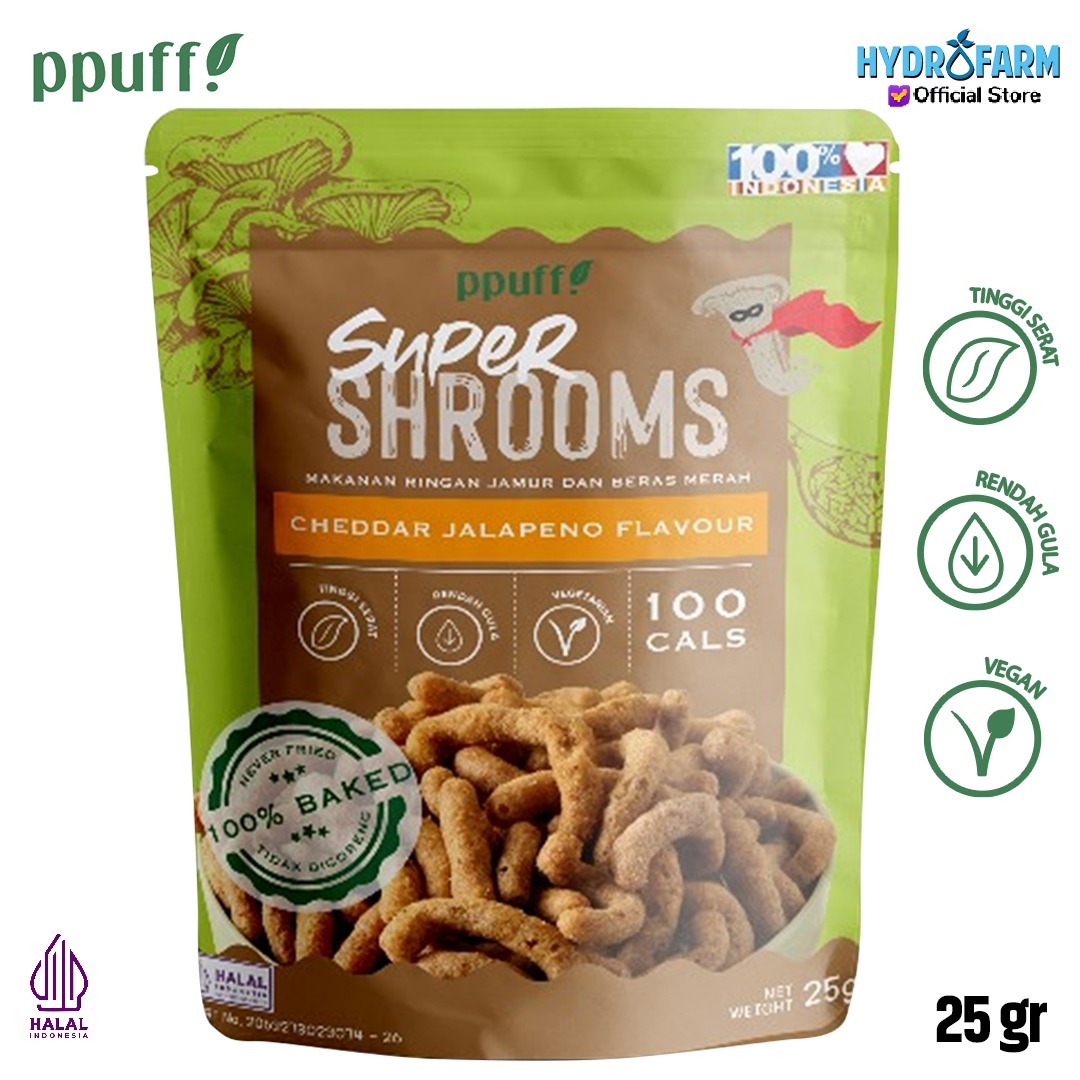 Ppuff! - Supershrooms Cheddar Jalapeno / Keripik Jamur Keju Jalapeno