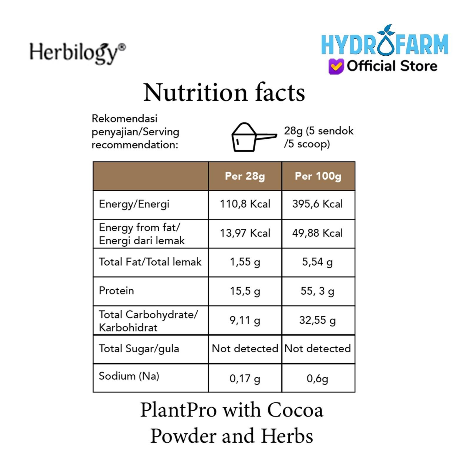 Herbilogy - Plantpro Protein Powder Cocoa And Herbs