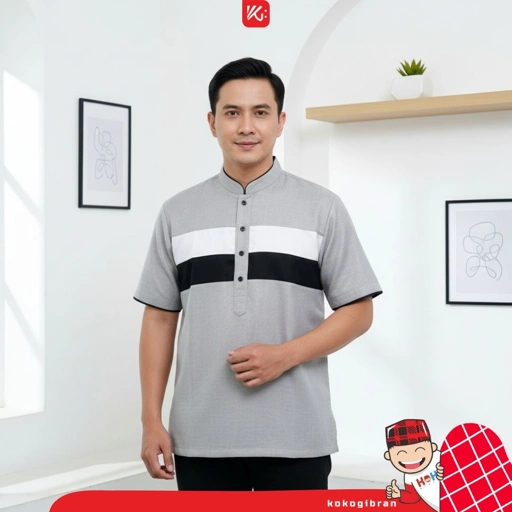 Image of (GKDTameez) Koko Ayah Abu Lengan Pendek/ Koko Dewasa Abu/ Koko Dewasa Terlaris/ Koko Dewasa