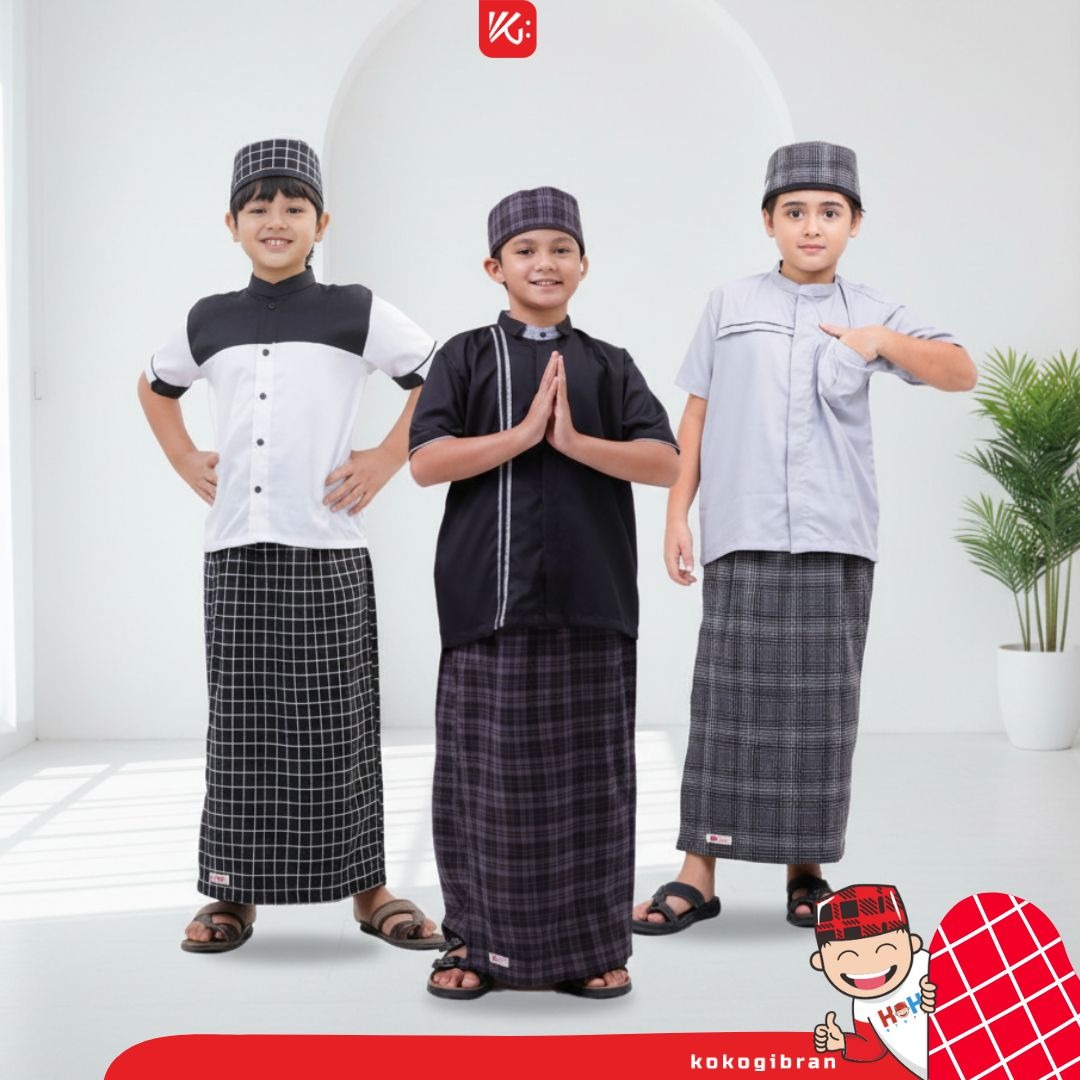 Set Anak KokoGibran / Set Sarkoci / Sarcelko / Baju Muslim Anak / Baju Musilm Anak Laki Laki / Sarkoci Instan