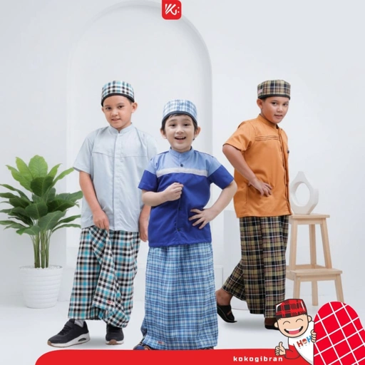 Image of Set Anak KG / Set Koko Sarung Instan Peci Anak / Sarkoci / Sarcelko / Setelan Anak 