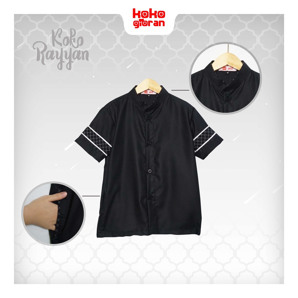 Baju Koko Dewasa  KokoGibran Nuansa Hitam Elegan / Baju Koko Hitam / Baju Koko Premium / Baju Koko Bahan Adem (RAYYA)