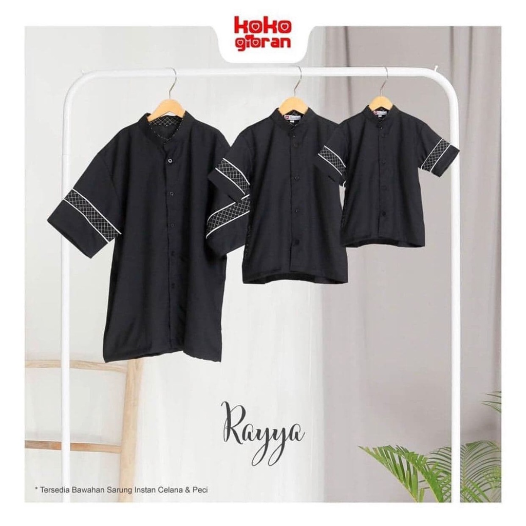 Baju Koko Dewasa  KokoGibran Nuansa Hitam Elegan / Baju Koko Hitam / Baju Koko Premium / Baju Koko Bahan Adem (RAYYA)