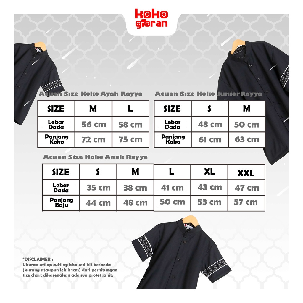 Baju Koko Dewasa  KokoGibran Nuansa Hitam Elegan / Baju Koko Hitam / Baju Koko Premium / Baju Koko Bahan Adem (RAYYA)