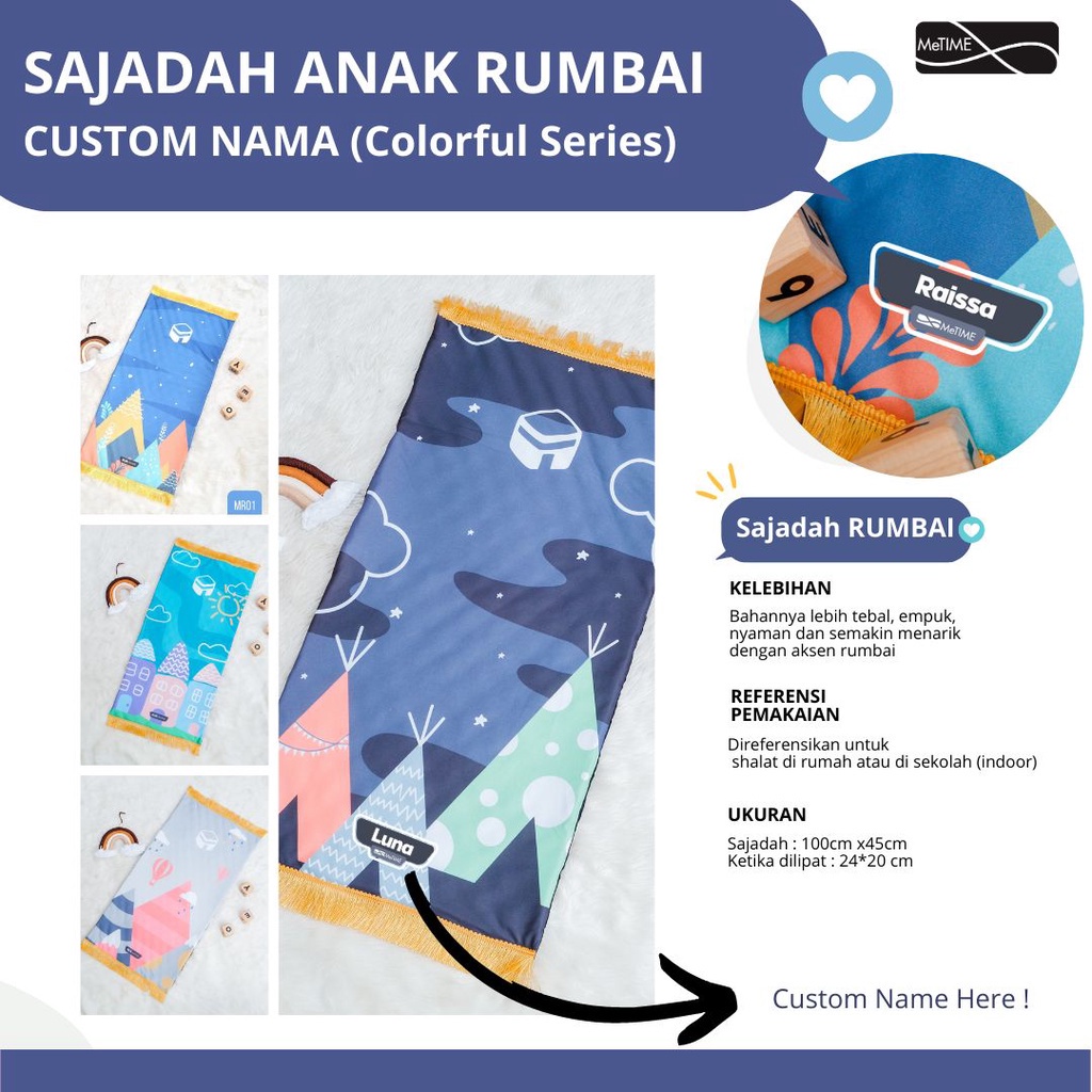 Sajadah Anak Rumbai MeTime / Sajadah Anak / Sajadah Tebal (Colorful Series)