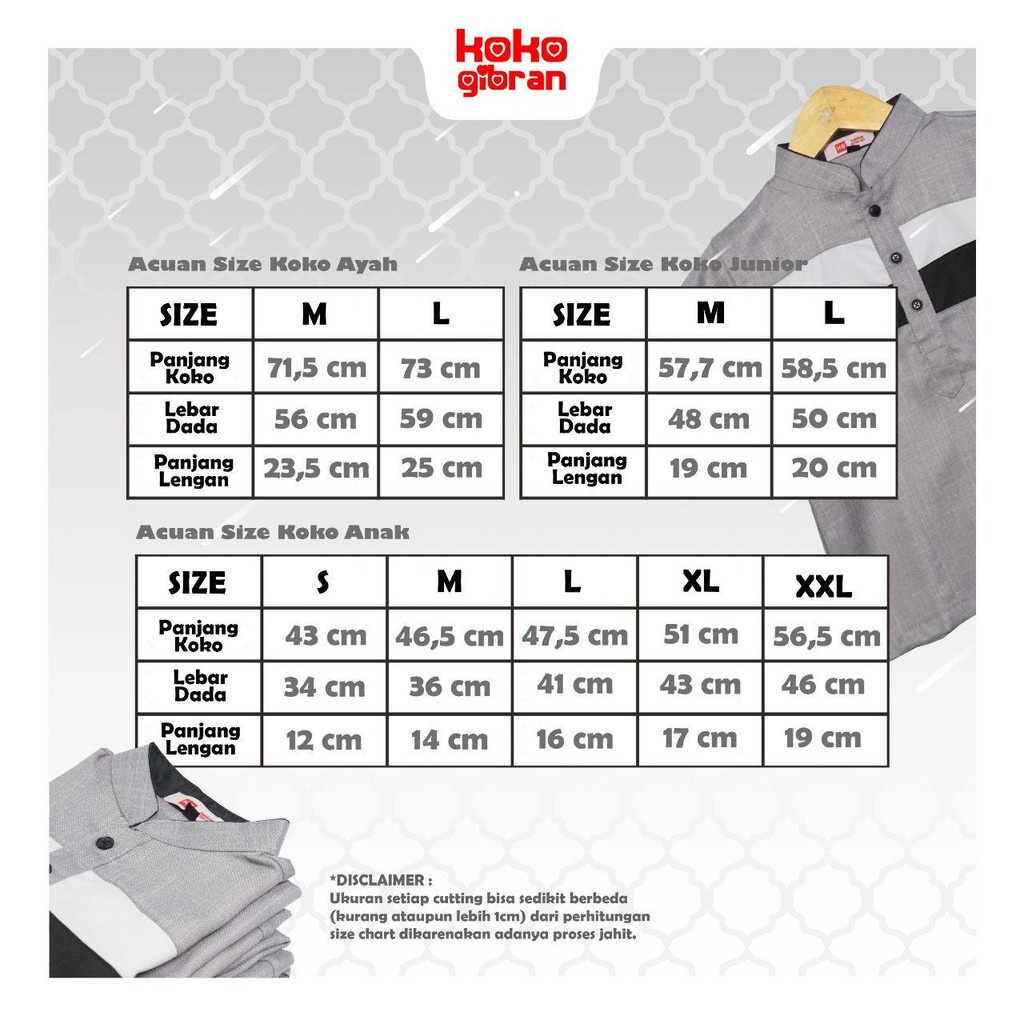 (TAMEEZ) Baju Koko/Baju Remaja/Baju Koko Junior KokoGibran/Koko Abu