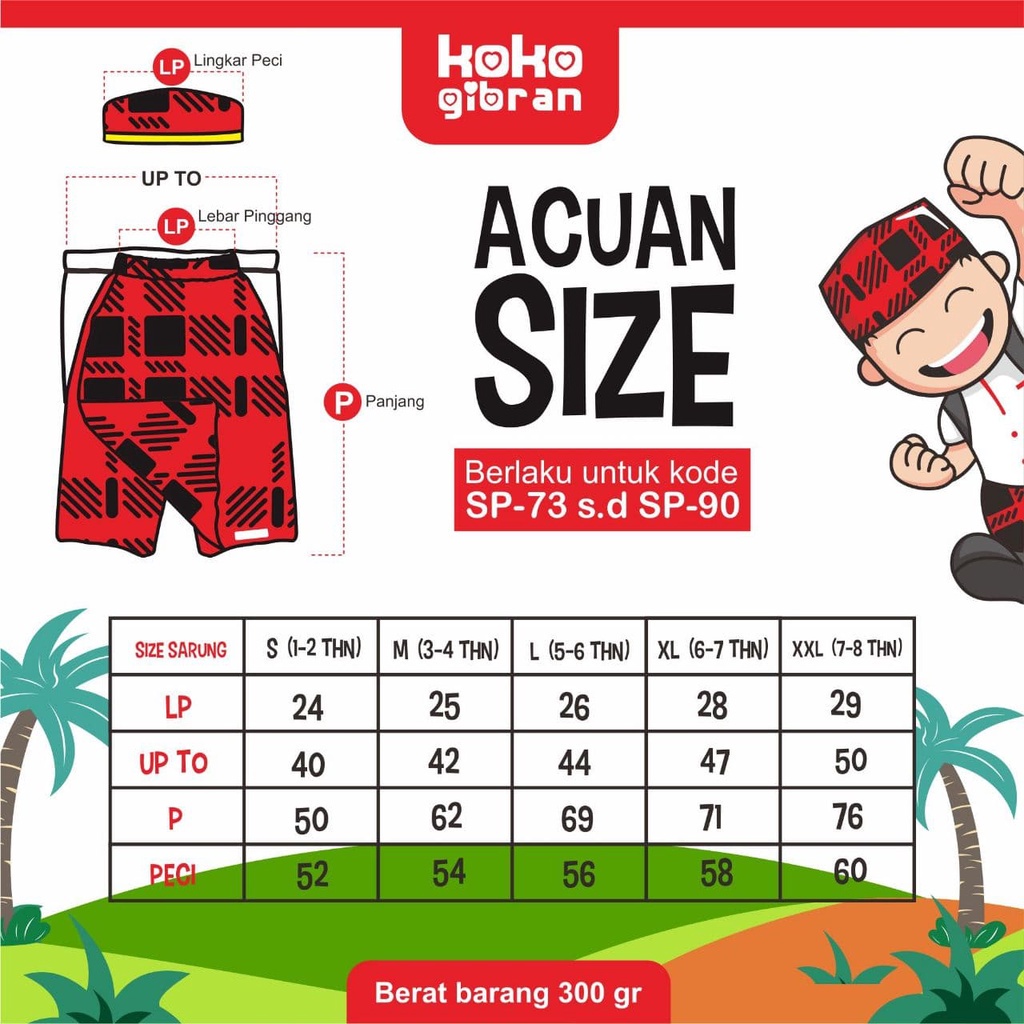 Sarung Instan Rok KokoGibran / Sarung Instan Praktis / Sarung Rok /  Sarung Warna Merah / Sarung Anak SD (SP132)
