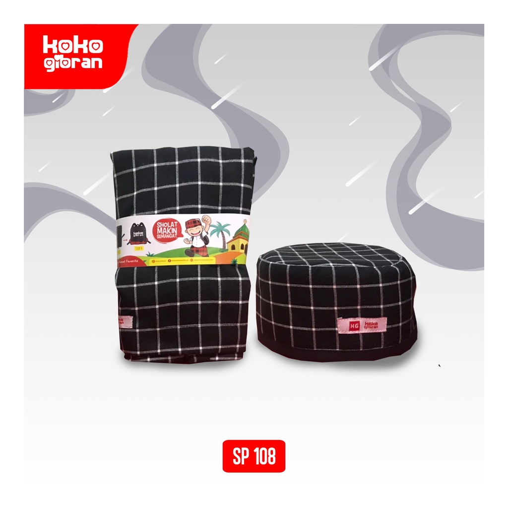 Sarung Anak Instan KokoGibran / Sarung Hitam Putih / Sarung Instan Praktis / Sarung Instan (SP127)