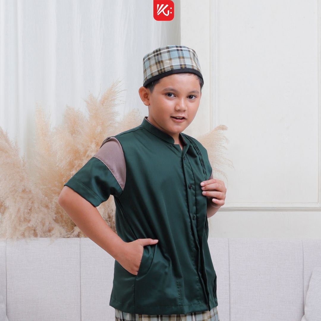 Baju Koko Anak KokoGibran Hijau / Baju Koko / Baju Koko Adem (AZMI)