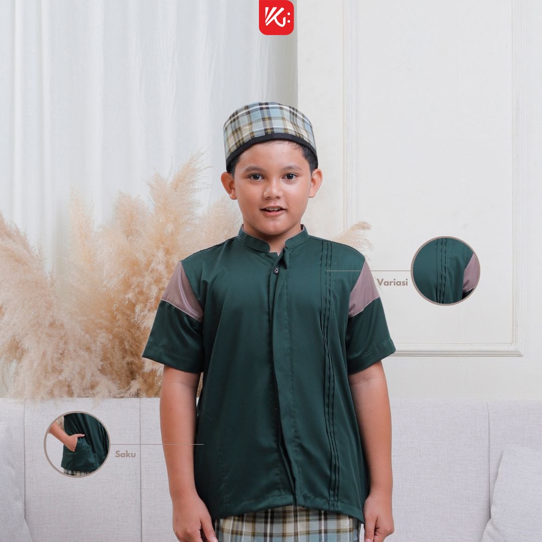 Baju Koko Anak KokoGibran Hijau / Baju Koko / Baju Koko Adem (AZMI)