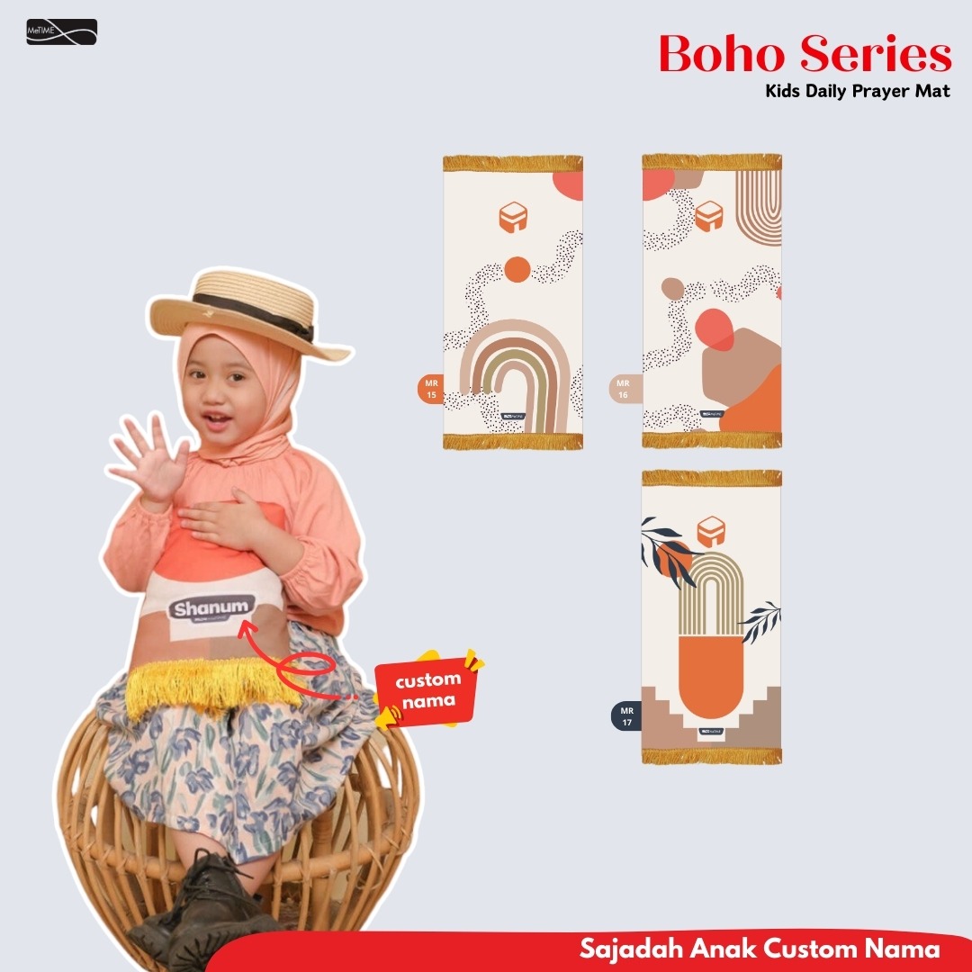 Sajadah Anak Custom Nama MeTime / Sajadah Custom / Sajadah Travel (Boho Series)