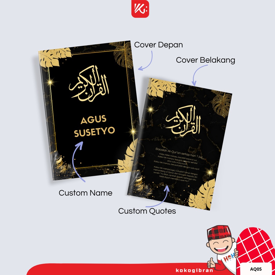 Al-Qur'an Dewasa Custom Nama KokoGibran / Al-Quran Hardcover / Al-Quran Terjemahan / A-Quran Latin / Hafazan 8 Blok