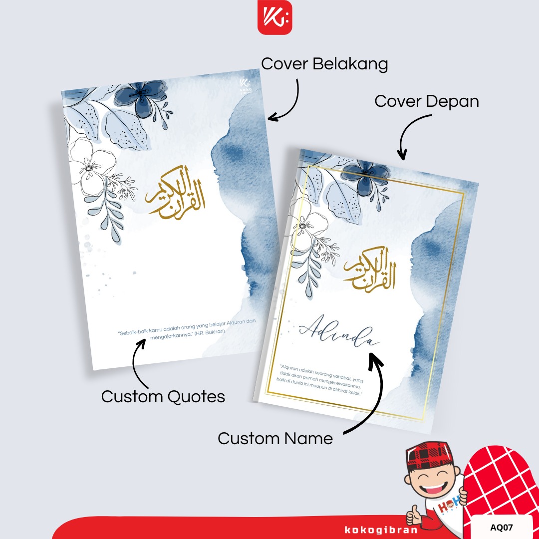 Al-Qur'an Dewasa Custom Nama KokoGibran / Al-Quran Hardcover / Al-Quran Terjemahan / A-Quran Latin / Hafazan 8 Blok