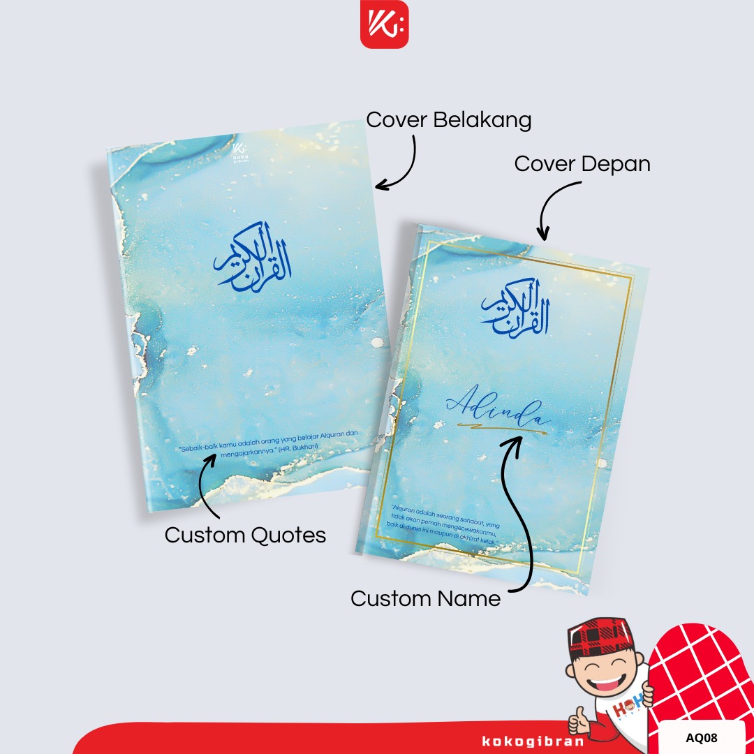 Al-Qur'an Dewasa Custom Nama KokoGibran / Al-Quran Hardcover / Al-Quran Terjemahan / A-Quran Latin / Hafazan 8 Blok
