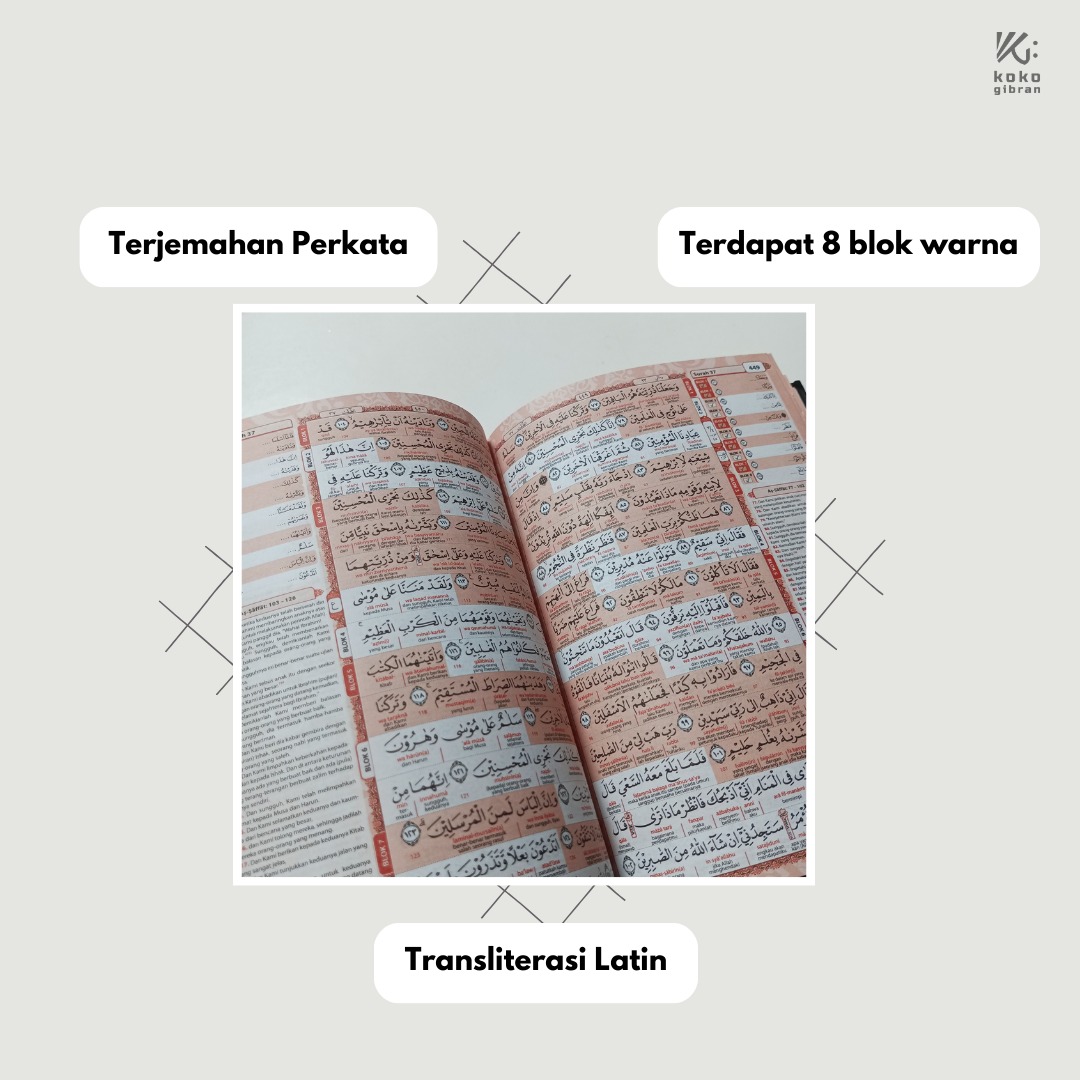Al-Qur'an Dewasa Custom Nama KokoGibran / Al-Quran Hardcover / Al-Quran Terjemahan / A-Quran Latin / Hafazan 8 Blok