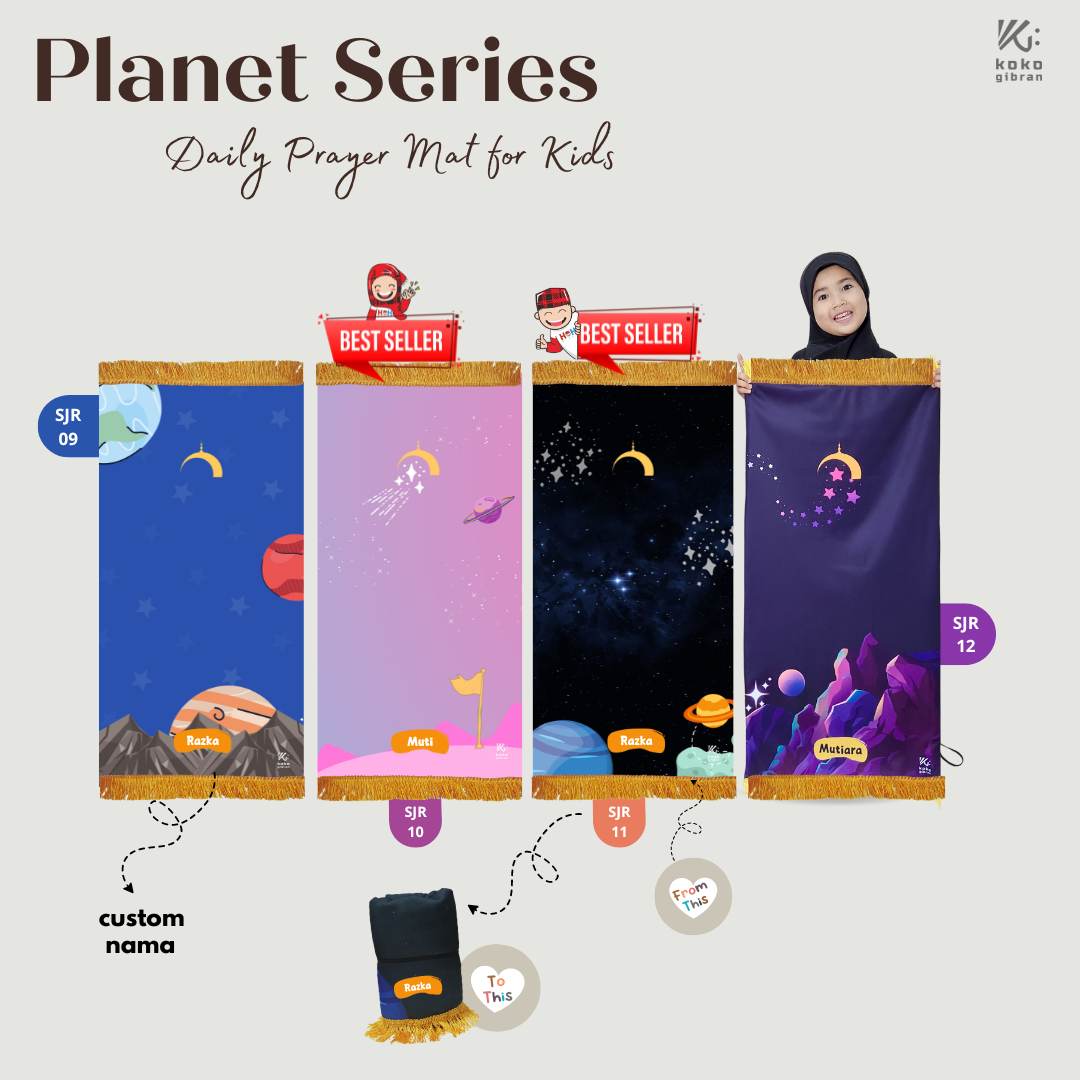 Sajadah Anak Custom Nama KokoGibran / Sajadah anak laki laki/ Perempuan / Sajadah Custom (Nature Series)