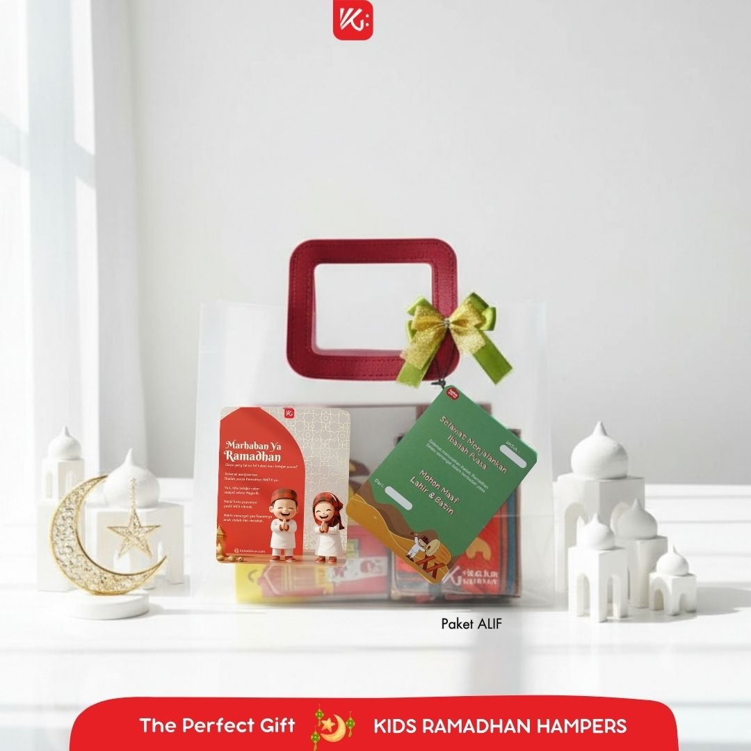 Hampers Ramadhan Anak KokoGibran – Sajadah Travel Custom Nama + Perlengkapan Mengaji (Paket ALIF)
