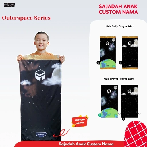 Image of Sajadah Anak Custom Nama MeTime /  Sajadah Custom / Sajadah Travel  (Outer Space Series)