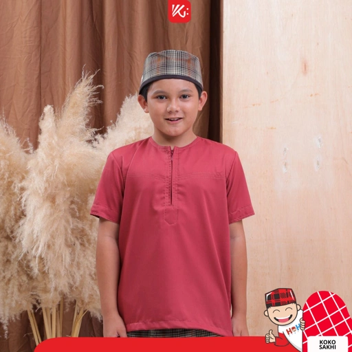 Image of Baju Koko Anak KokoGibran / KokoTanpa Kerah Teracotta / Koko Anak Adem / Baju Koko Anak (SAKHI)