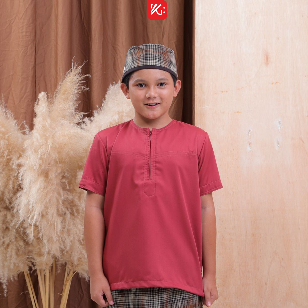 Baju Koko Anak KokoGibran / KokoTanpa Kerah Teracotta / Koko Anak Adem / Baju Koko Anak (SAKHI)