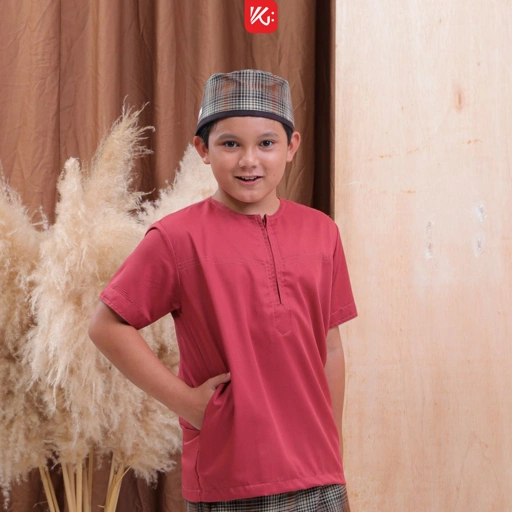 Image of Baju Koko Anak KokoGibran / KokoTanpa Kerah Teracotta / Koko Anak Adem / Baju Koko Anak (SAKHI)