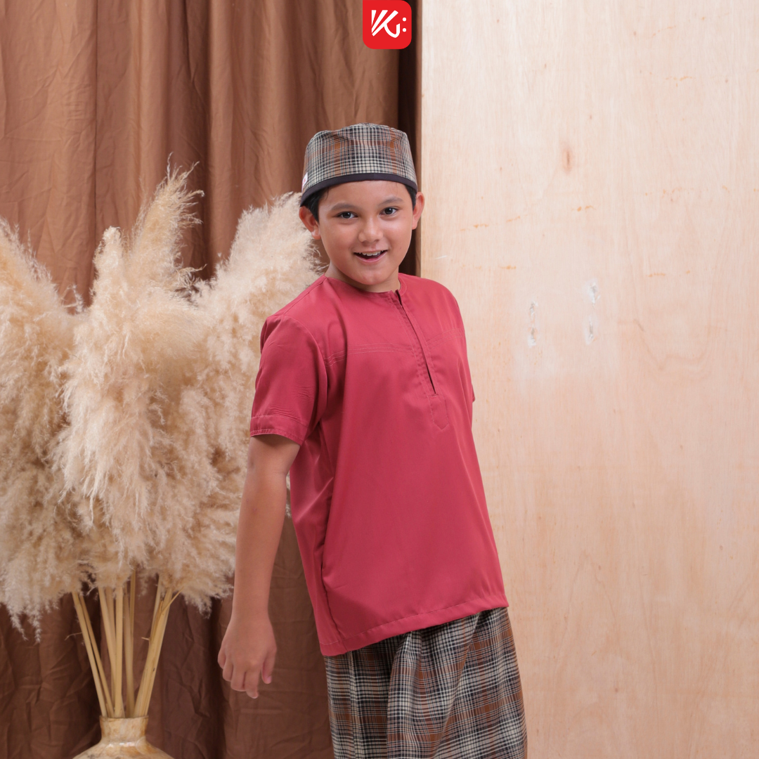 Baju Koko Anak KokoGibran / KokoTanpa Kerah Teracotta / Koko Anak Adem / Baju Koko Anak (SAKHI)