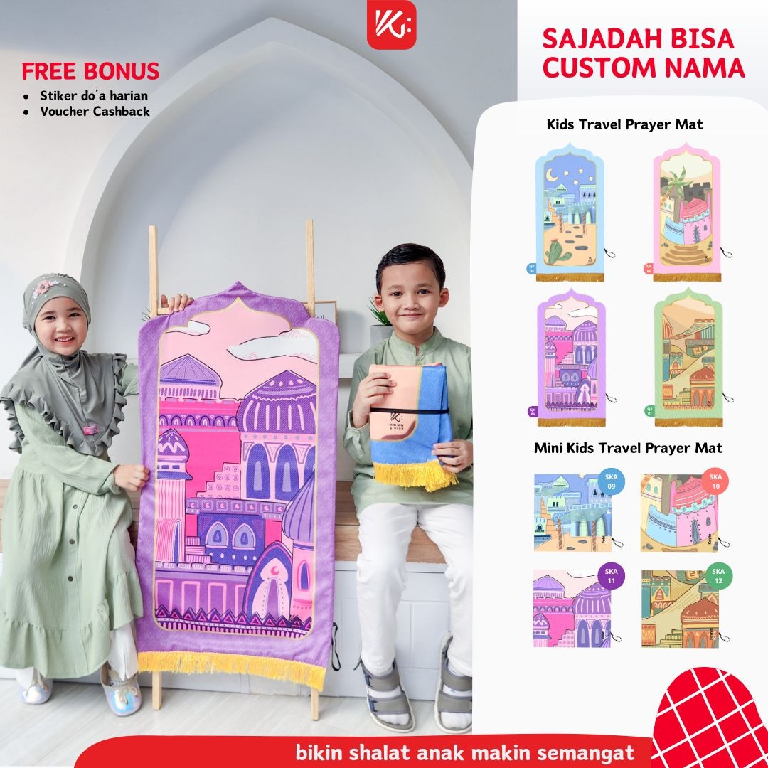 Sajadah Anak Kubah KokoGibran / Sajadah Anak Tebal / Sajadah Custom Nama (ARABIAN)