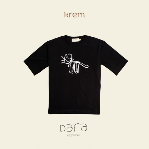Image of KREM x Dara - Little Artist Tees Black Cat
