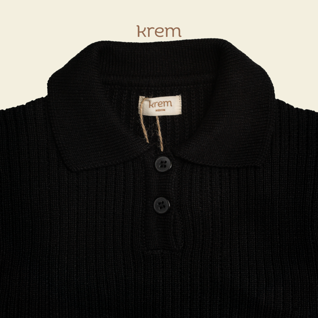 Anselm Knit Collar Neck - Black