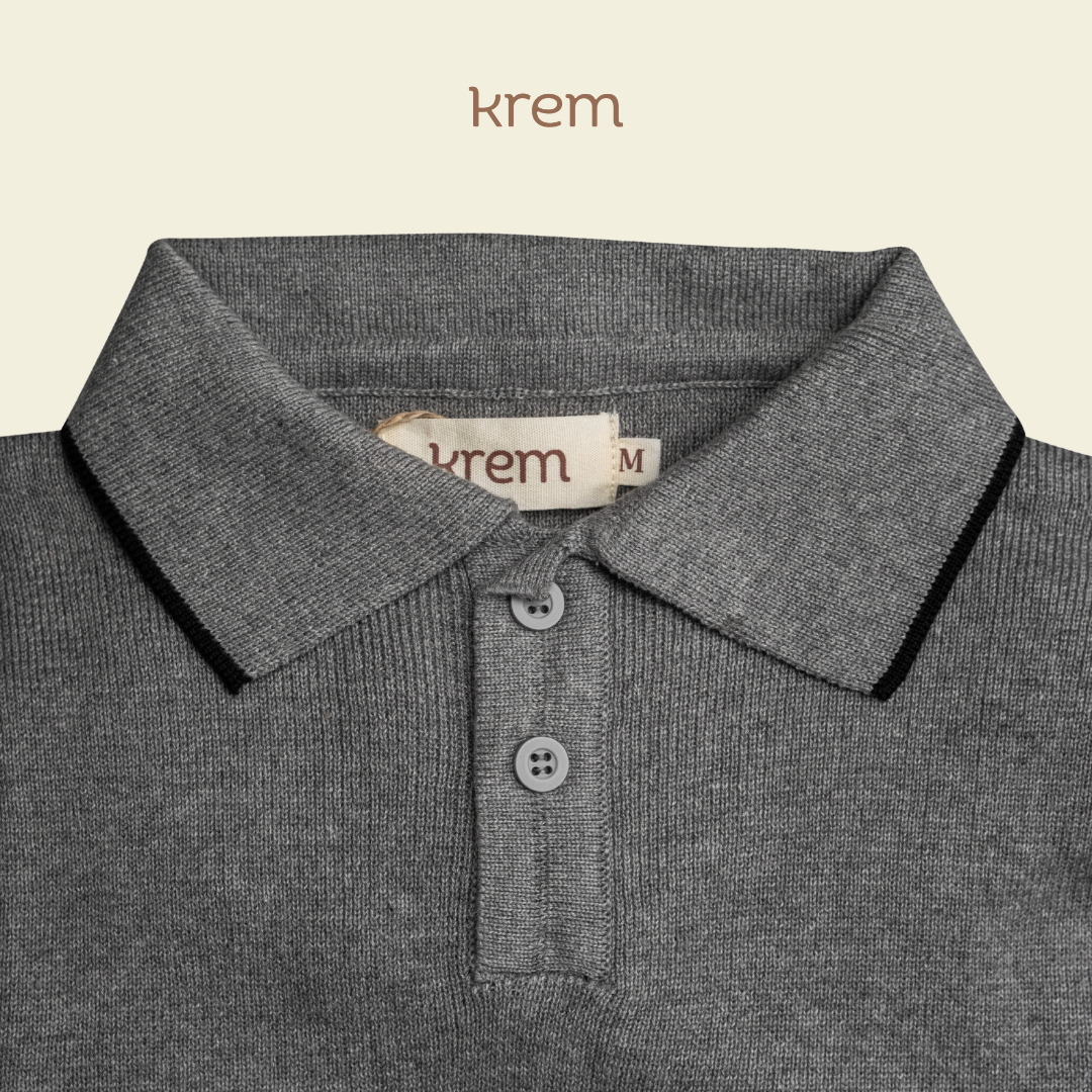 Marlene Knit Polo Shirt - Grey