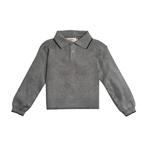 Image of Marlene Knit Polo Shirt - Grey