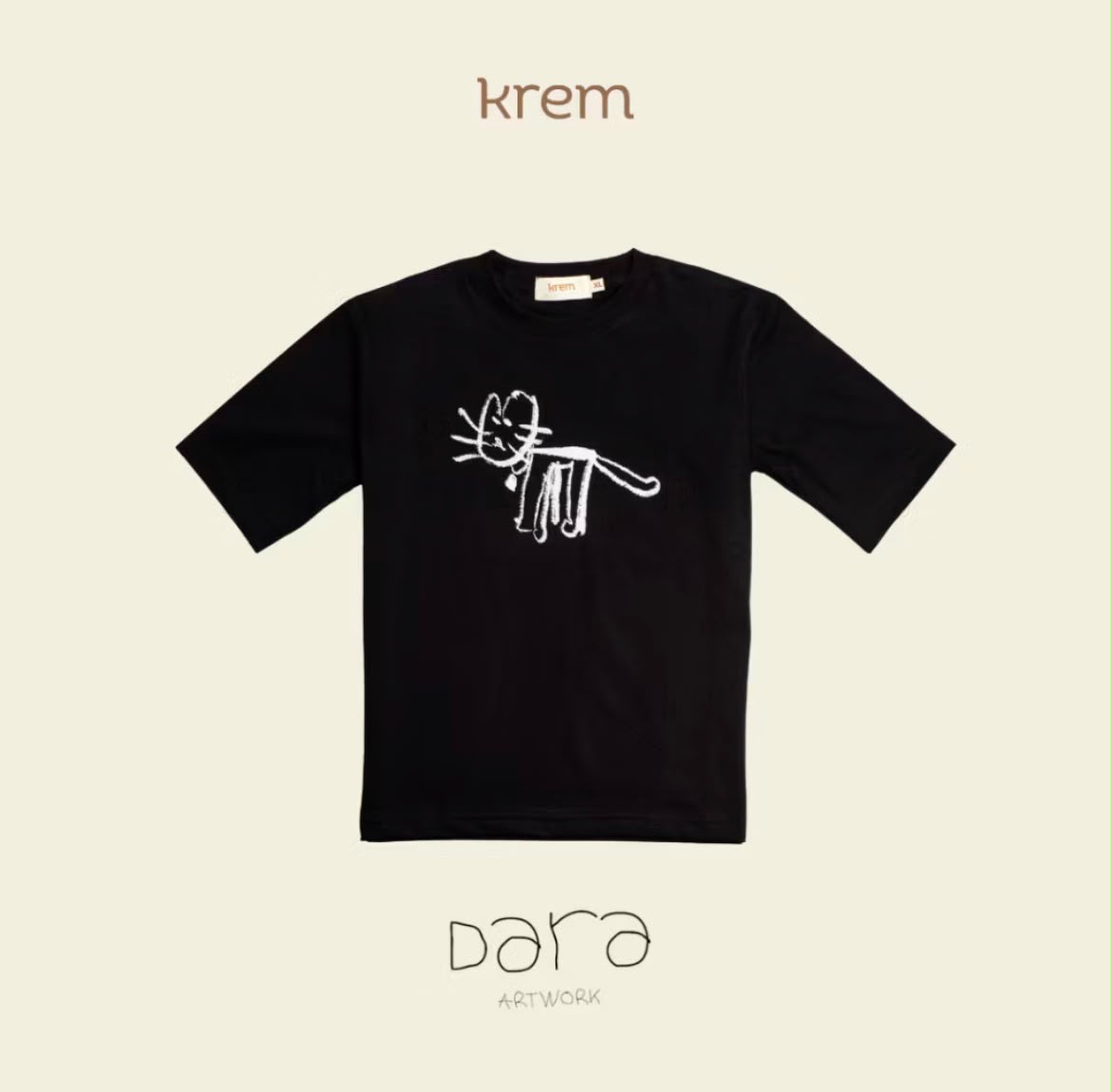 KREM Little Artist Tees - Cat Black Adults