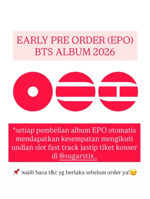 Image of PEMBAYARAN KEDUA EARLY PRE ORDER (EPO): ARIRANG BTS ALBUM 2026