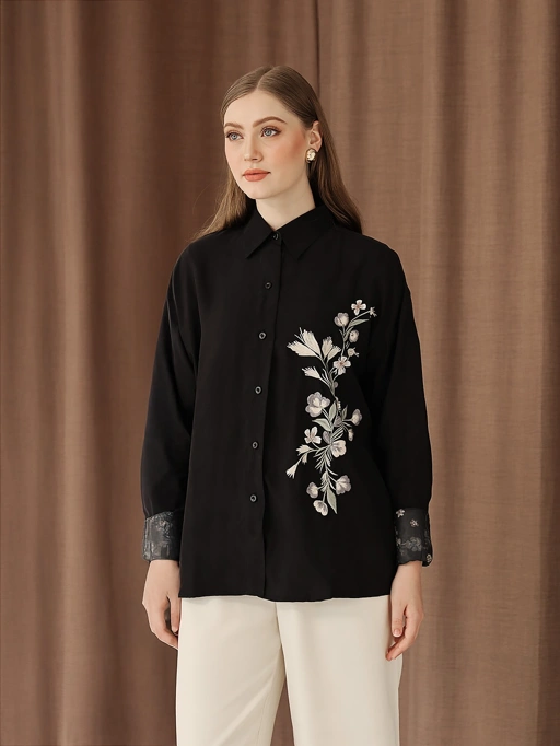 Image of Whisperbloom - Long Sleeve Shirt in Black